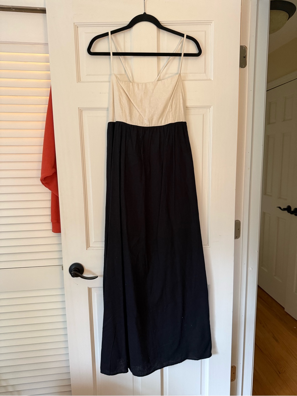 Abercrombie & Fitch Two-Tone Spaghetti Strap Maxi Dress - Cream & Black